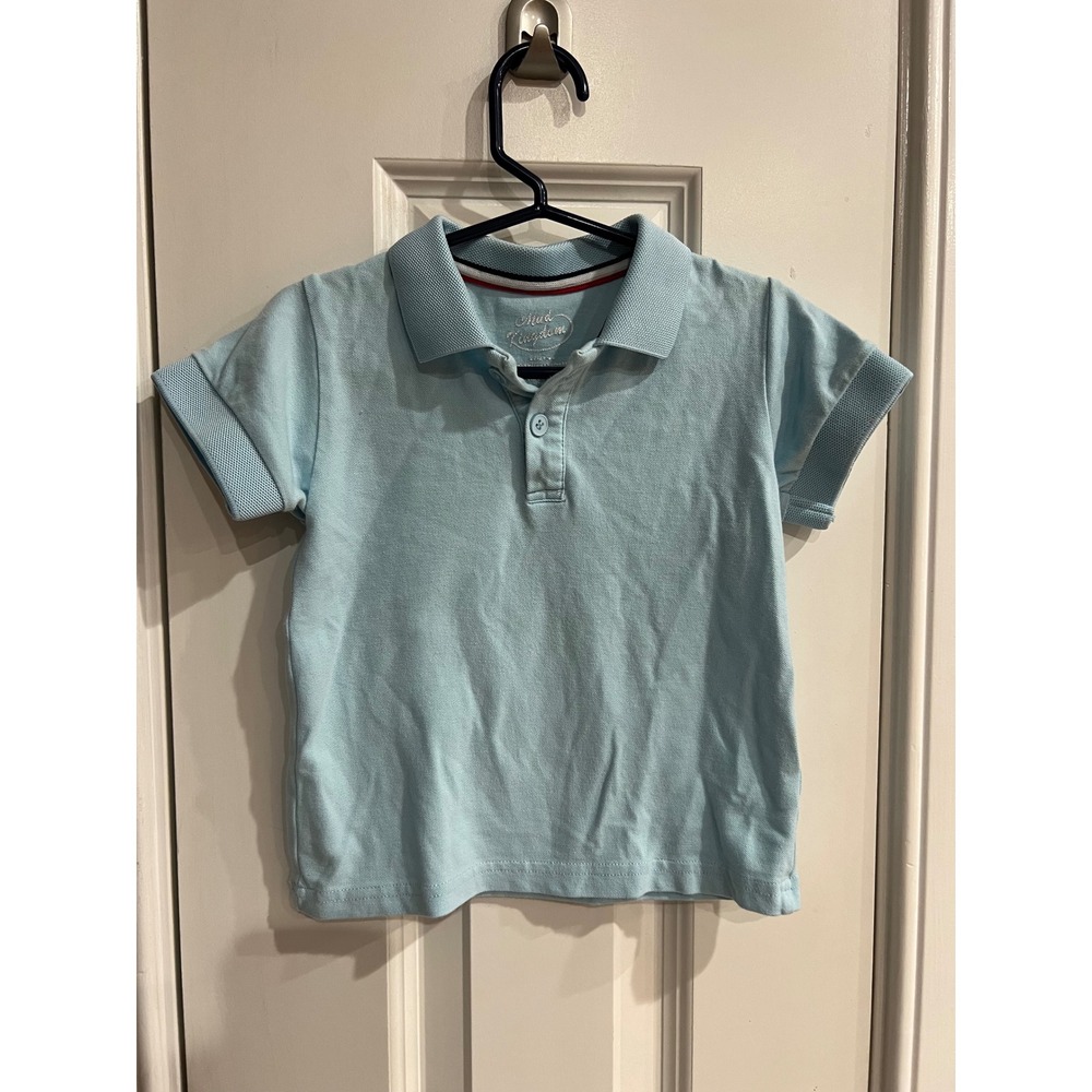 Mud Kingdom Boys Light Blue Polo Shirt Short Sleeve Cotton Pique Size 2T/3T
